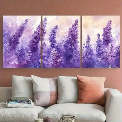 3pcs Elegant Lilac Watercolor Abstract Floral Metal Print Ready to Hang Art