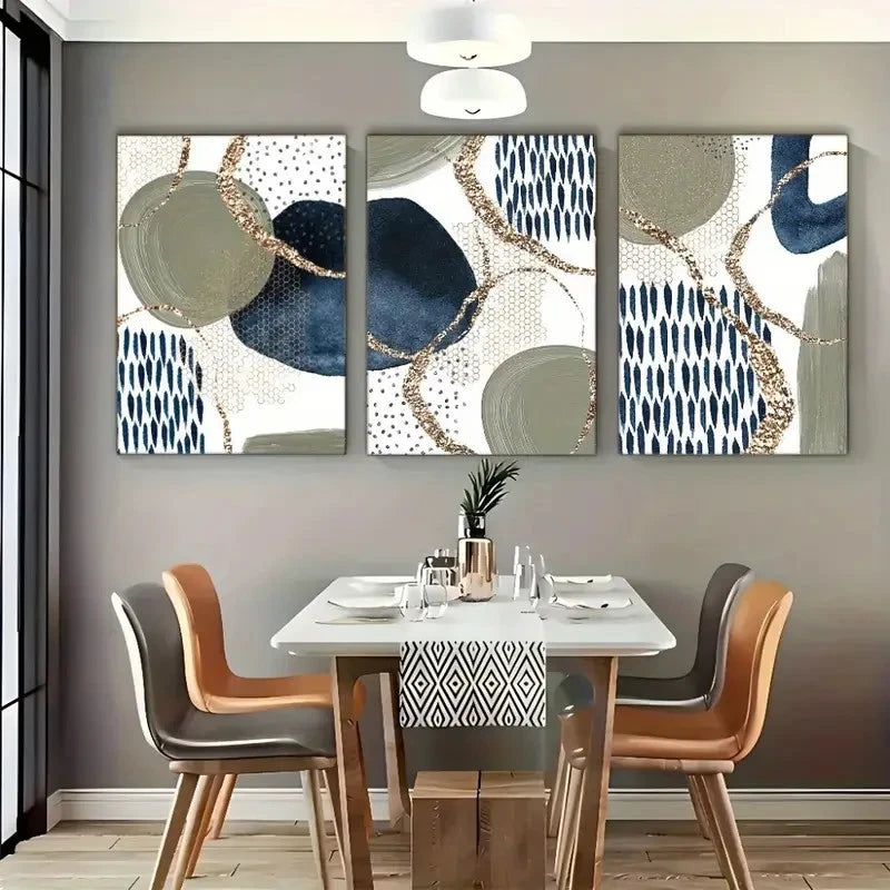 3pcs Vibrant Abstract Art Wall Decor Metal Print Ready to Hang Art