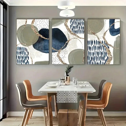 3pcs Vibrant Abstract Art Wall Decor Metal Print Ready to Hang Art