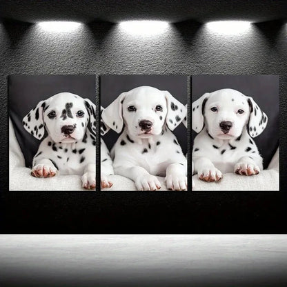 3pcs Dog in the Hall Illustration Metal Print Ready to Hang Art
