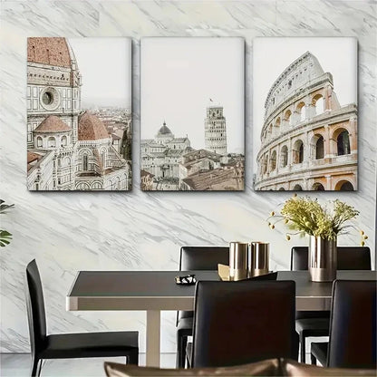 3pcs Italy Cityscape Tuscany Italy Travel Prints Metal Print Ready to Hang Art