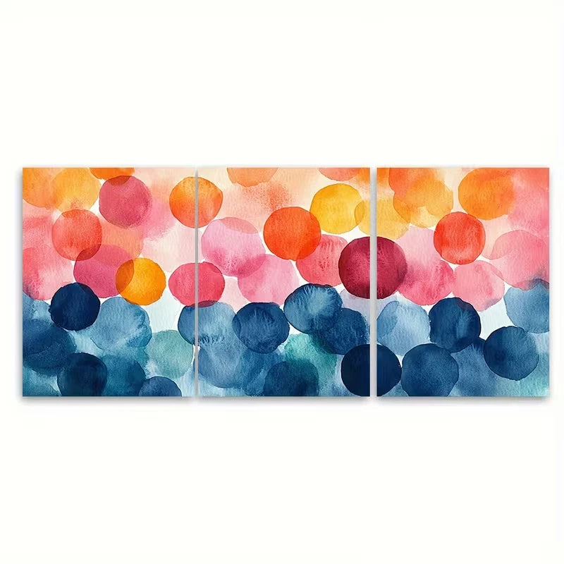 3pcs Watercolour Polka Dot Metal Print Ready to Hang Art