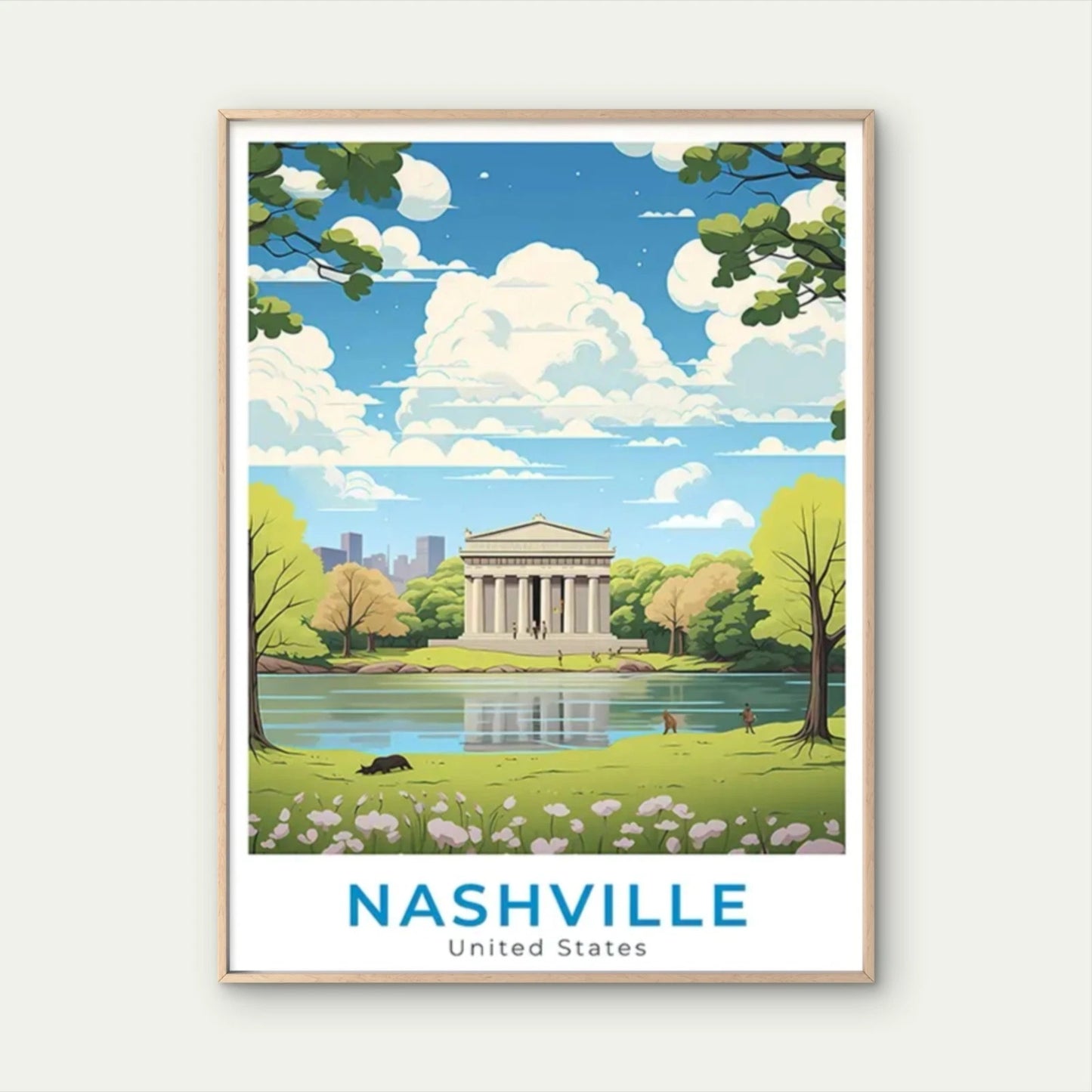 Nashville Tennessee Vintage Parthenon Greek Travel Poster Print Wall Art