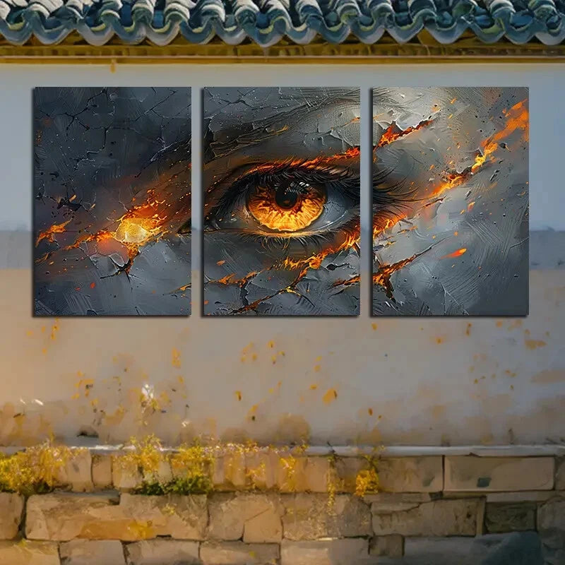 3pcs Dark Furious Eye Illustration Metal Print Ready to Hang Art