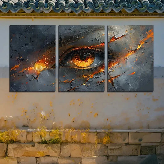 3pcs Dark Furious Eye Illustration Metal Print Ready to Hang Art