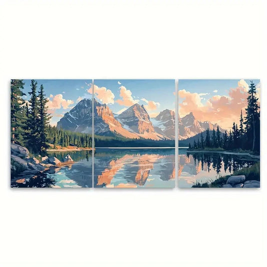 3pcs Banff National Park Landscape Poster Metal Print Ready to Hang Art