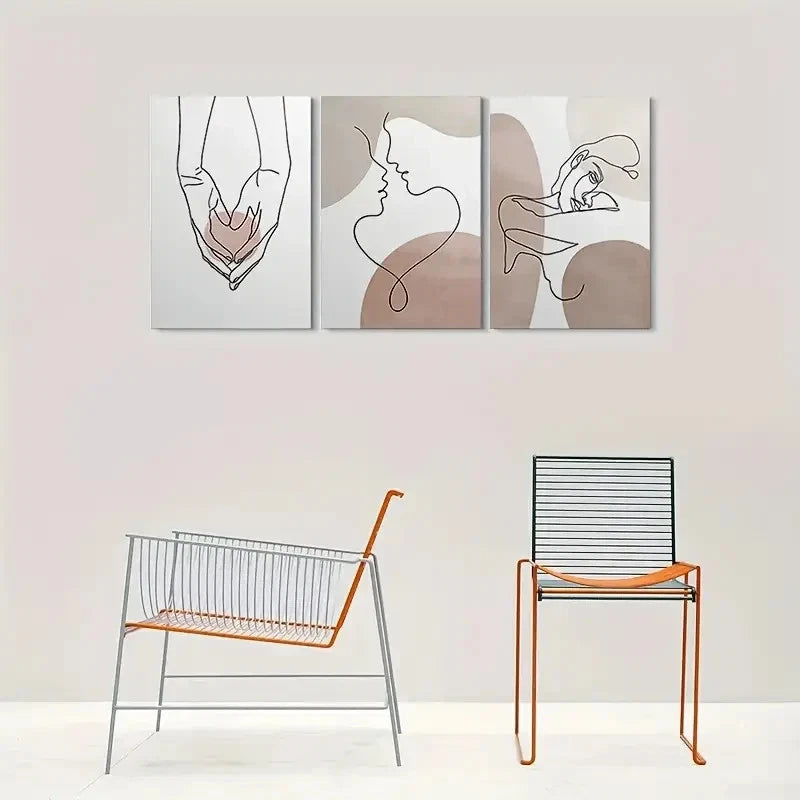 3pcs Abstract Painting Line Drawing Metal Print Ready to Hang Art