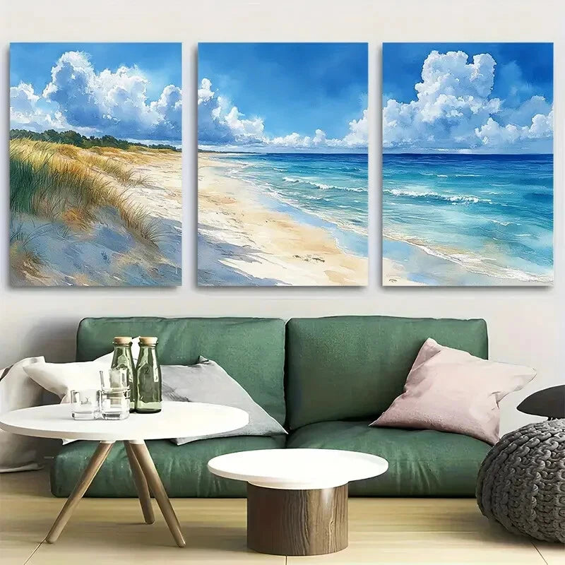 3pcs Steinhuder Meer, Germany Watercolor Beach Metal Print Ready to Hang Art