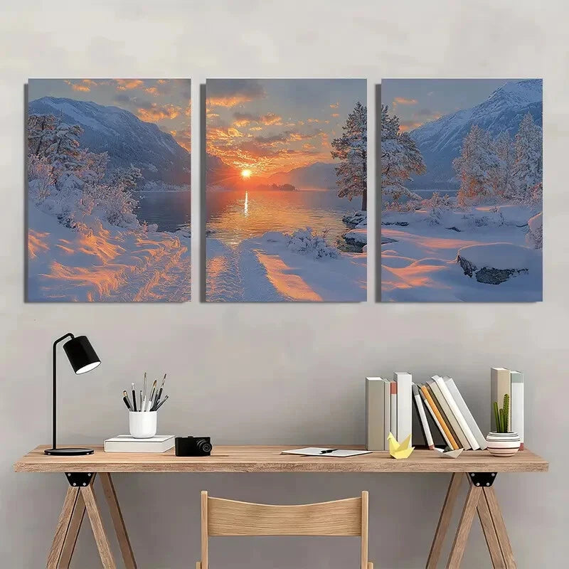 3pcs Lake Chelan Painting Washington Watercolor Metal Print Ready to Hang Art