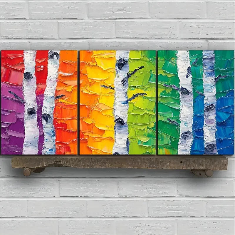 3pcs Colorful Trees Purple Green Blue Metal Print Ready to Hang Art