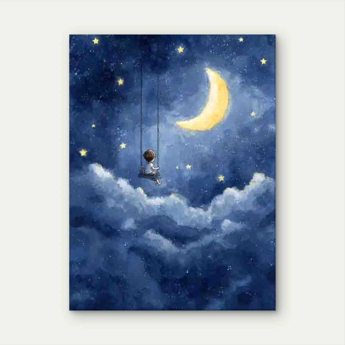 Navy Blue Nursery with Moon and Stars Metal Print Ready to Hang