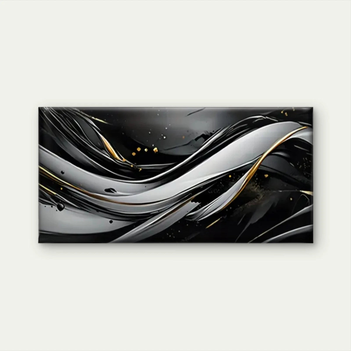 Black Golden Abstract Swirling Wall Art Canvas Office Home Room Framed 120x60cm