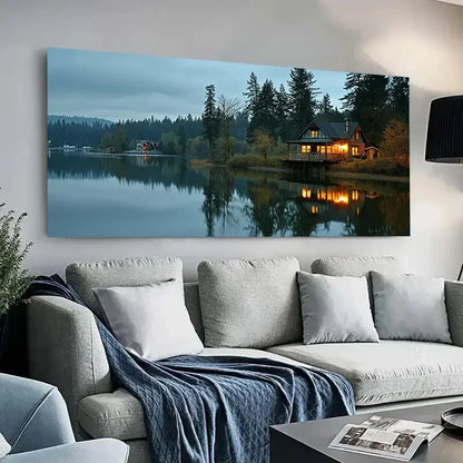 Silence Night Sky River  wall canvas office home room framed 120x60cm