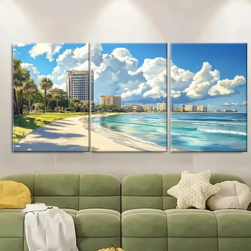 3pcs Vibrant Sunset & Ocean Views Metal Print Ready to Hang Art