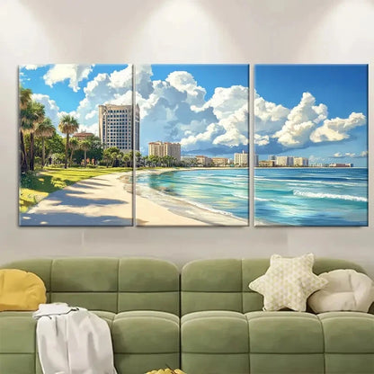 3pcs Vibrant Sunset & Ocean Views Metal Print Ready to Hang Art