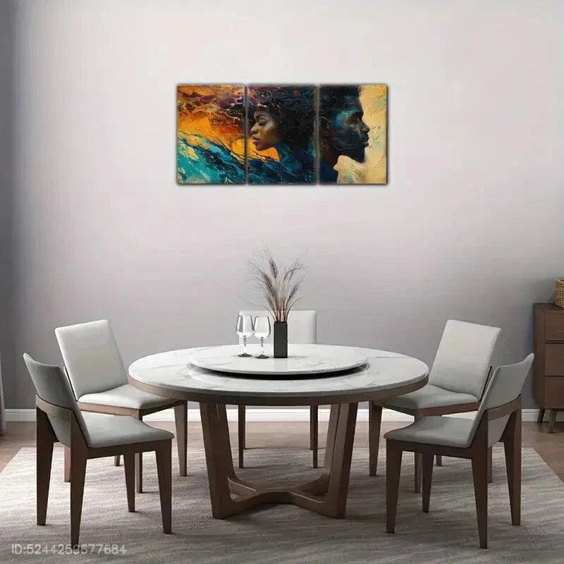 3pcs Black Couple Art Posters Exquisite Portrait Metal Print Ready to Hang