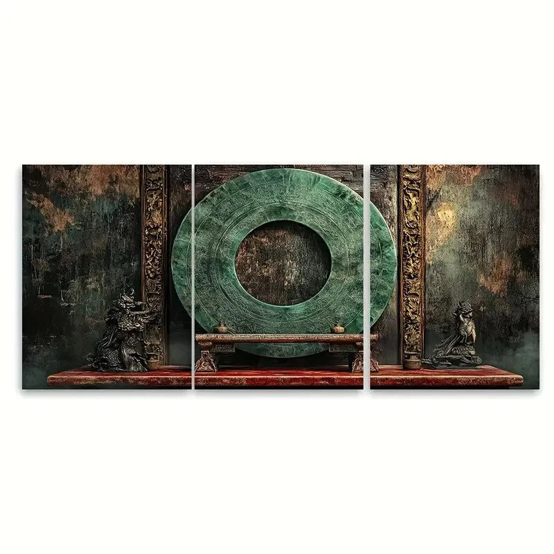3pcs Ancient Celestial Heritage Illustration Metal Print Ready to Hang Art