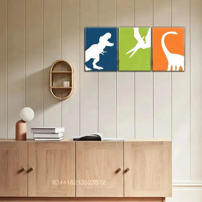 3pcs Tyrannosaurus Rex Pterodactyl Brontosaurus Metal Print Ready to Hang Art
