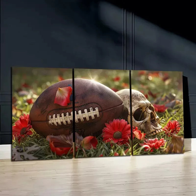 3pcs Skeletons & Flowers Canvas Framed 40x60cm - High Quality Print 100% Australian Made Wall Canvas Ready to Hang