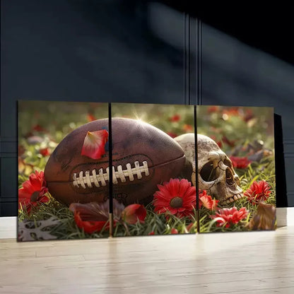 3pcs Skeletons & Flowers Canvas Framed 40x60cm - High Quality Print 100% Australian Made Wall Canvas Ready to Hang