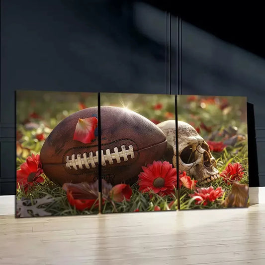 3pcs Skeletons & Flowers Canvas Framed 40x60cm - High Quality Print 100% Australian Made Wall Canvas Ready to Hang