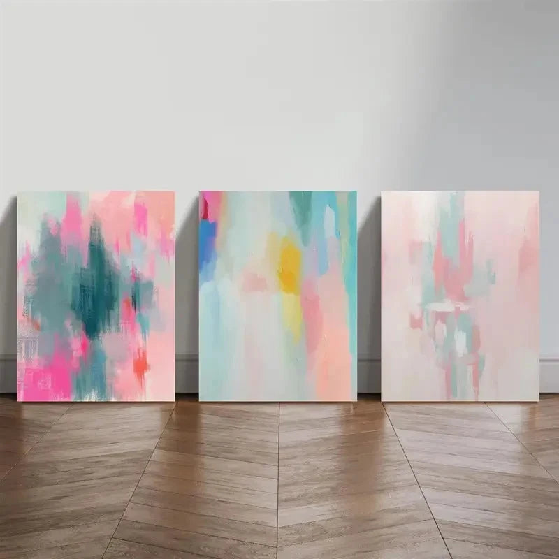 3pcs Colorful Geometric & Floral Designs Metal Print Ready to Hang Art