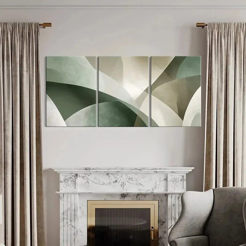 3pcs Modern Abstract Geometric Shapes Metal Print Ready to Hang Art
