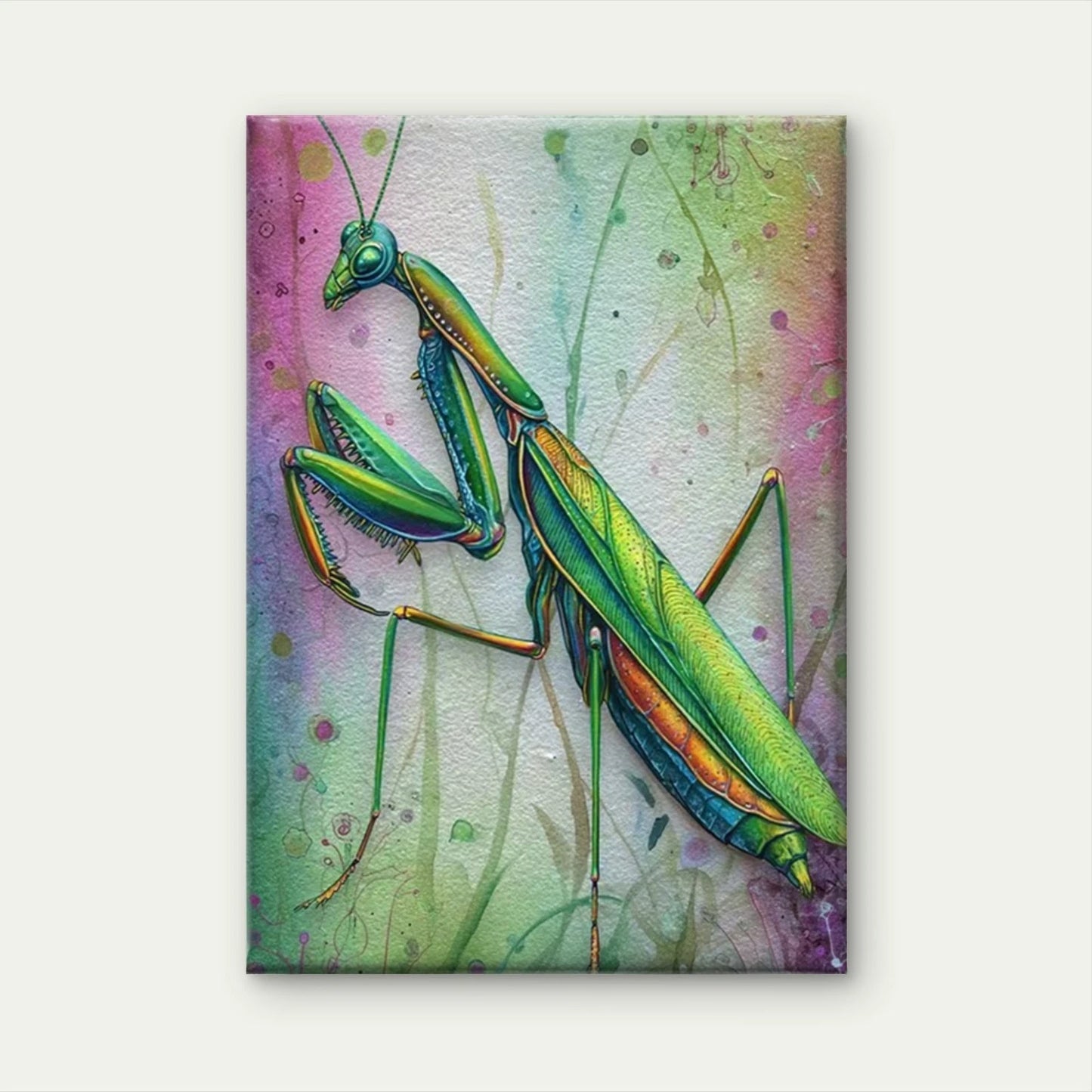 Praying Mantis Painting Metal Print Ready to Hang
