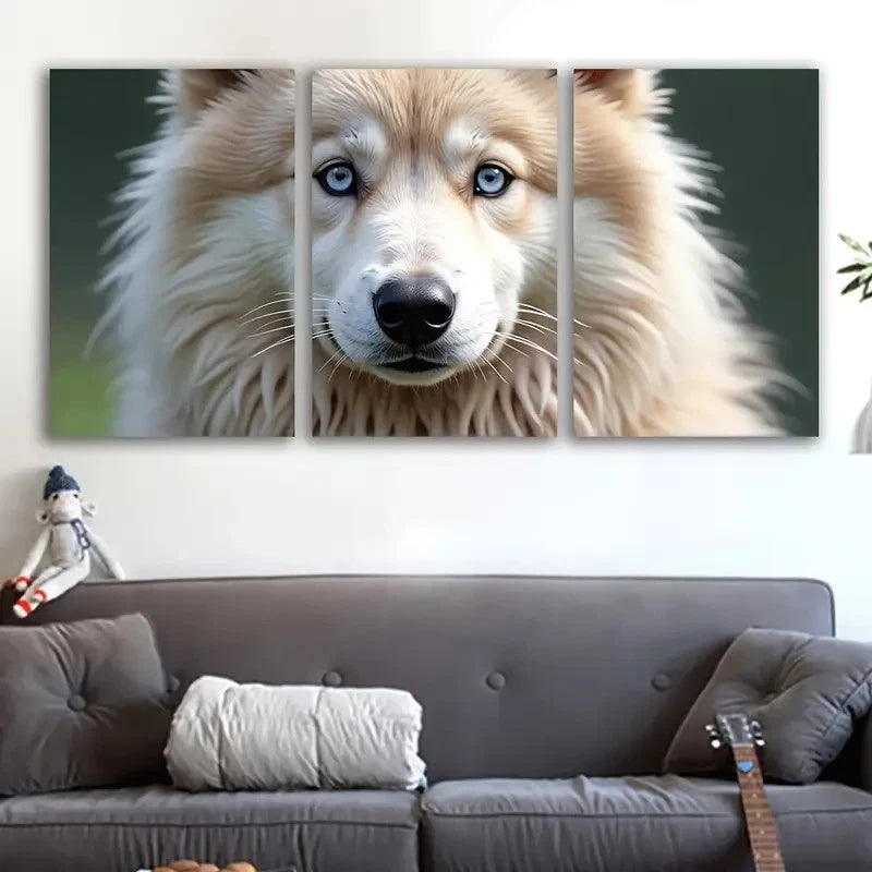 3pcs Golden Retriever Portrait With Blue Eyes Wall Art Set Canvas Framed 50x70cm - High Quality Print 100% Australian Made Wall Canvas Ready to Hang