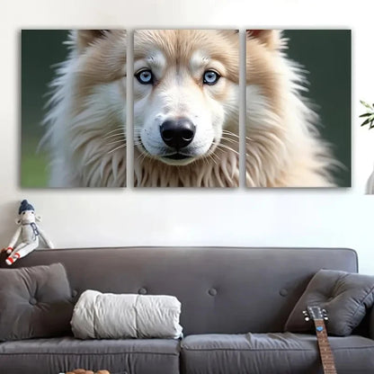 3pcs Golden Retriever Portrait With Blue Eyes Wall Art Set Canvas Framed 50x70cm - High Quality Print 100% Australian Made Wall Canvas Ready to Hang