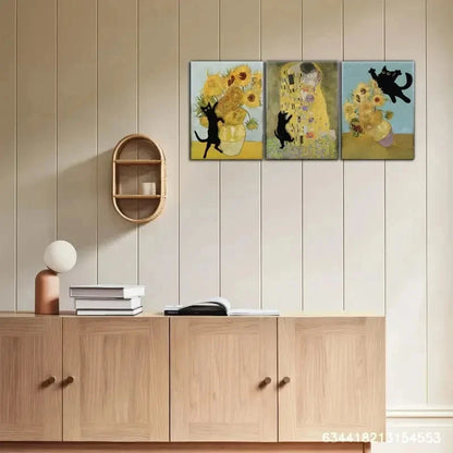3pcs Cat Art Decoration Poster Simple and Fashion Metal Print Ready to Hang Art