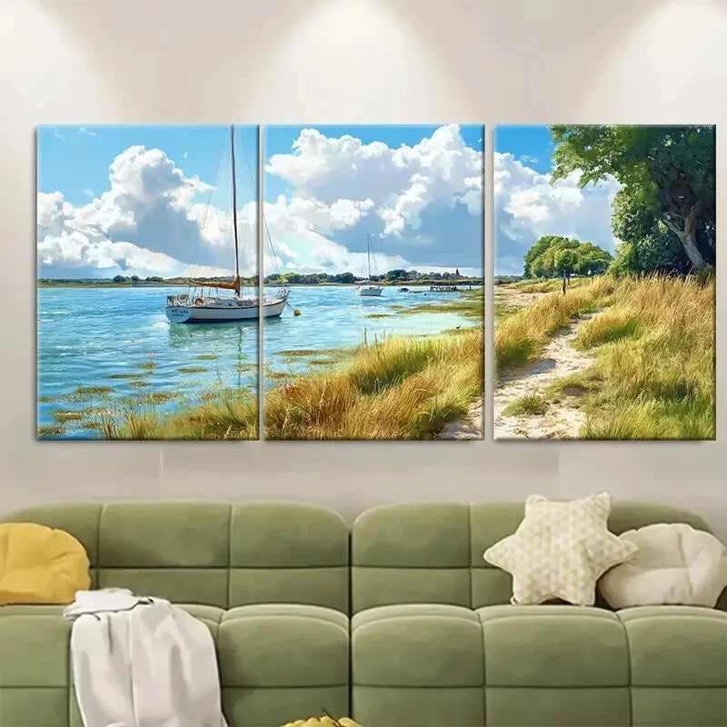 3pcs West Sussex Hampshire Coastal Landscape Metal Print Ready to Hang Art