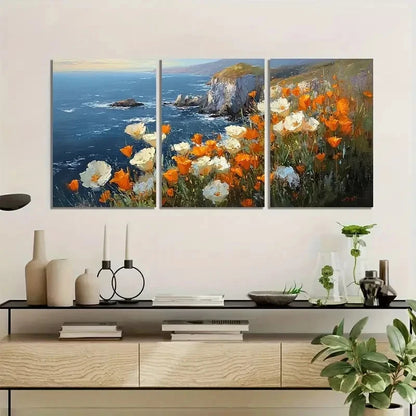 3pcs Rialto Beach Golden Hour Modern Art Metal Print Ready to Hang Art
