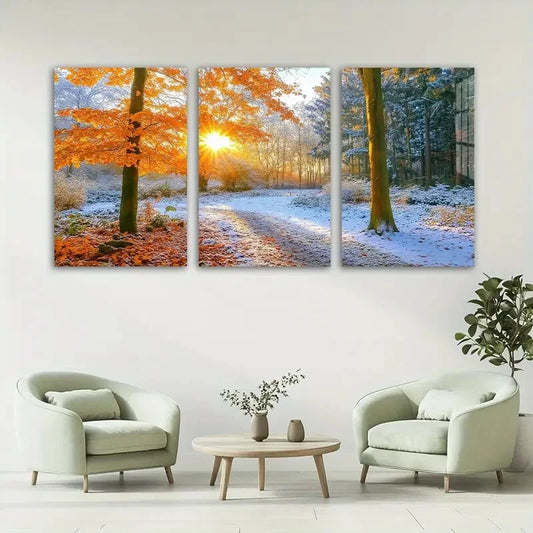 3pcs Stunning Sunrise Forest Nature Metal Print Ready to Hang Art