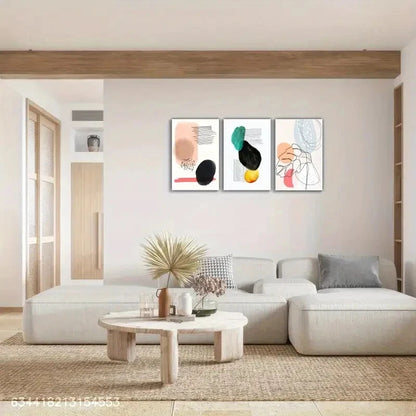 3pcs Abstract Pattern and Lines Decoration Metal Print Ready to Hang Art