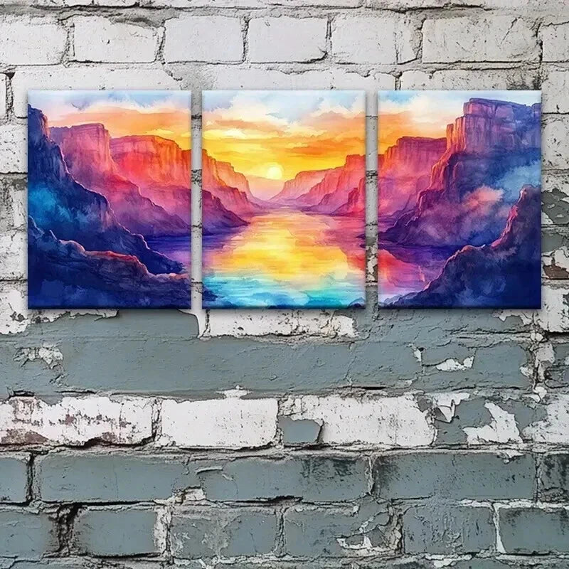 3pcs Colorful Grand Canyon Sunset Landscape Wall Art Set Canvas Framed 40x60cm - High Quality Print 100% Australian Made Wall Canvas Ready to Hang