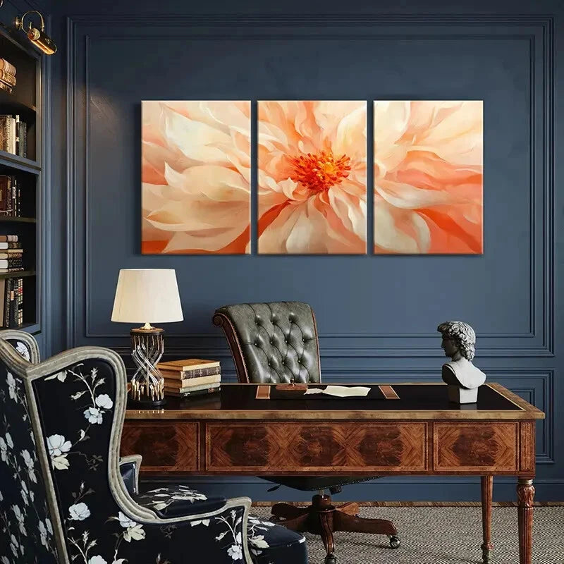 3pcs Abstract Floral Art Elegant Design Metal Print Ready to Hang Art