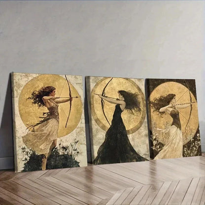3pcs The girl with the bow and arrow Wall Art Set Canvas Framed 50x70cm - High Quality Print 100% Australian Made Wall Canvas Ready to Hang