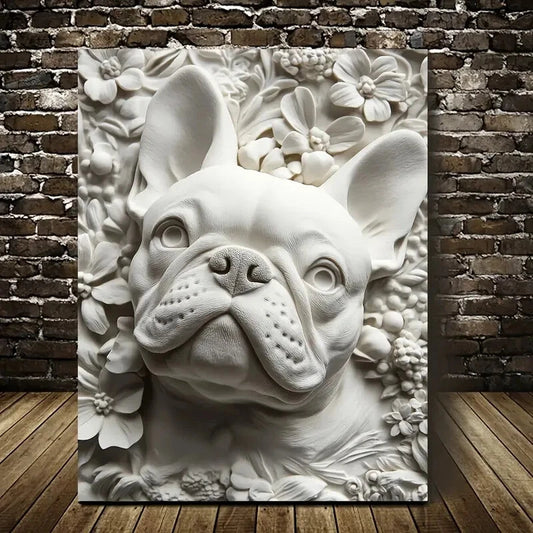 Beautiful Featuring a French Bulldog Painting 40x60cm Metal Print Ready to Hang