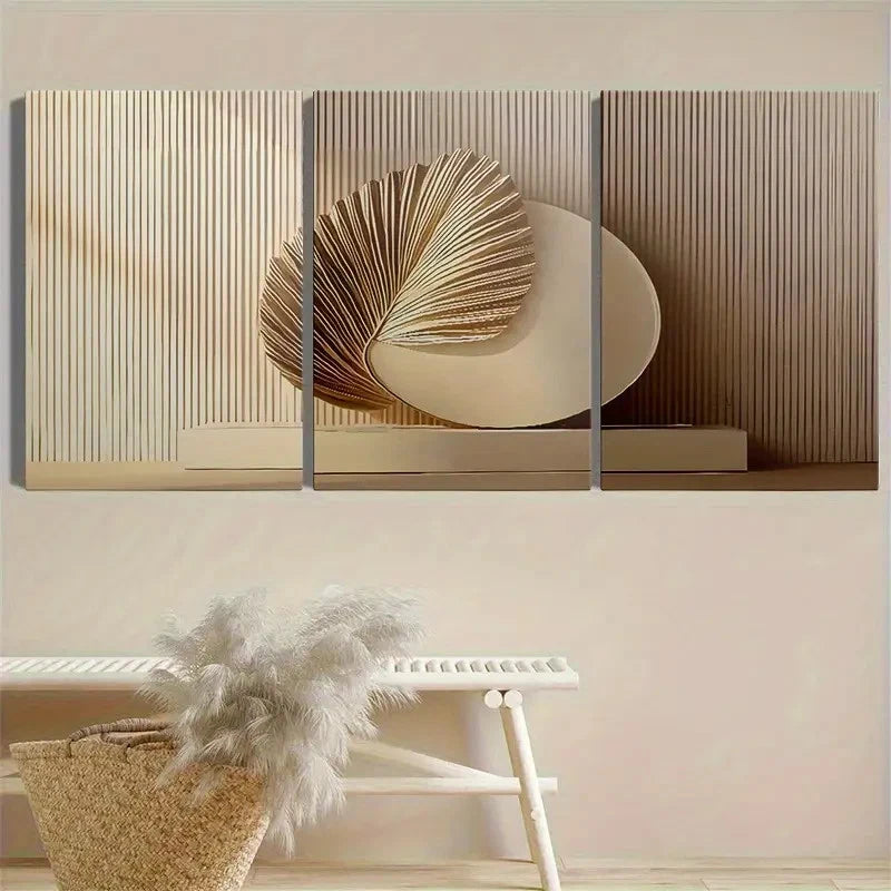 3pcs Minimalist Luxury Abstract Art Metal Print Ready to Hang Art