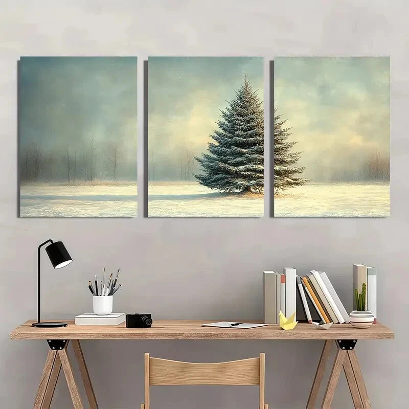 3pcs Moody Christmas Vintage Christmas Tree Print Metal Print Ready to Hang Art