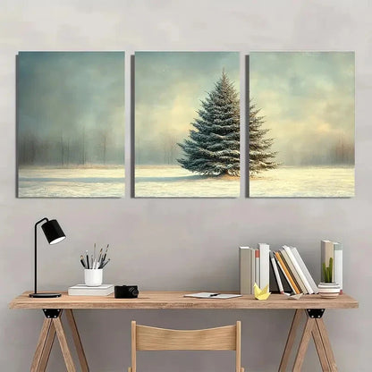 3pcs Moody Christmas Vintage Christmas Tree Print Metal Print Ready to Hang Art