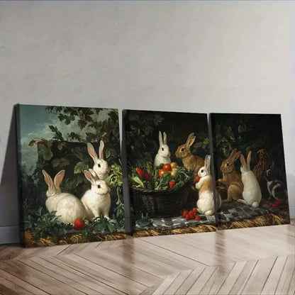 3pcs Rabbit farm Wall Art Set Canvas Unframed - High Quality Print 100% Australian Made Wall Canvas