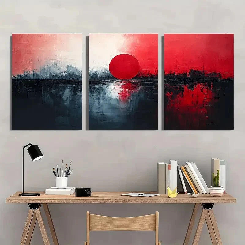 3pcs Textured Abstract Painting Gray and Black Metal Print Ready to Hang Art