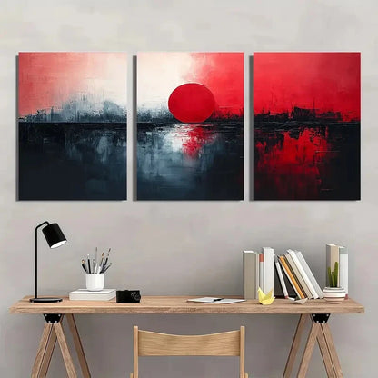 3pcs Textured Abstract Painting Gray and Black Metal Print Ready to Hang Art