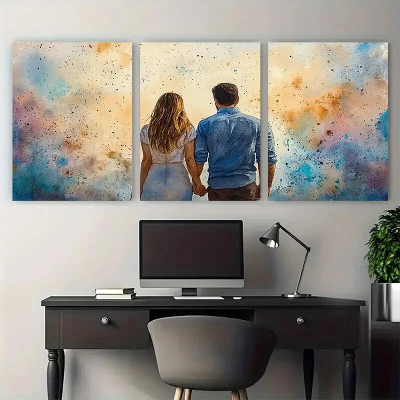 3pcs Couple Wedding Anniversary Portrait Metal Print Ready to Hang Art