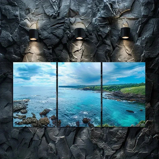 3pcs Sydney Rocky Shore in Australia Wall Art Set Canvas Framed 60x90cm - High Quality Print 100% Australian Made Wall Canvas Ready to Hang