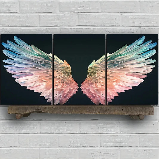 3pcs Decorative Wings Modern Abstract Metal Print Ready to Hang Art