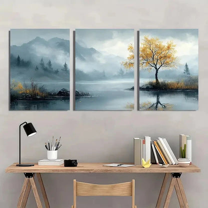 3pcs Minimalist Landscape Neutral Nature Painting Metal Print Ready to Hang Art