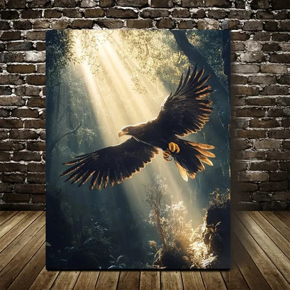 Eagle Playing with a Ball in a Deep Jungle Painting 40x60cm Metal Print Ready to Hang